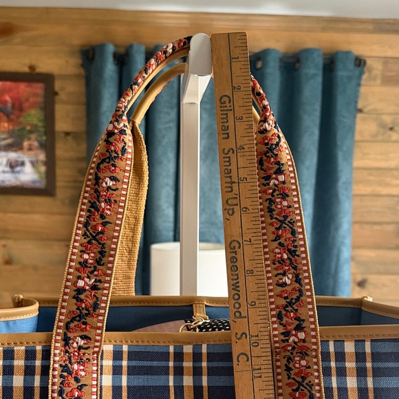 Spartina 449 Blue and Tan Plaid Tote - Picture 8 of 13